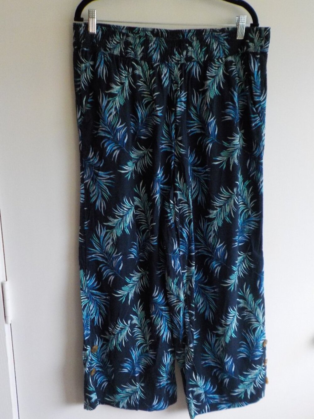 Croft & Barrow Pants - X-Large - COTTON Blue Print Tropical Pockets (2523)